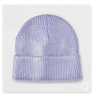Girls' Knitted Cuffed Beanie Hat - art class Purple sparkle
